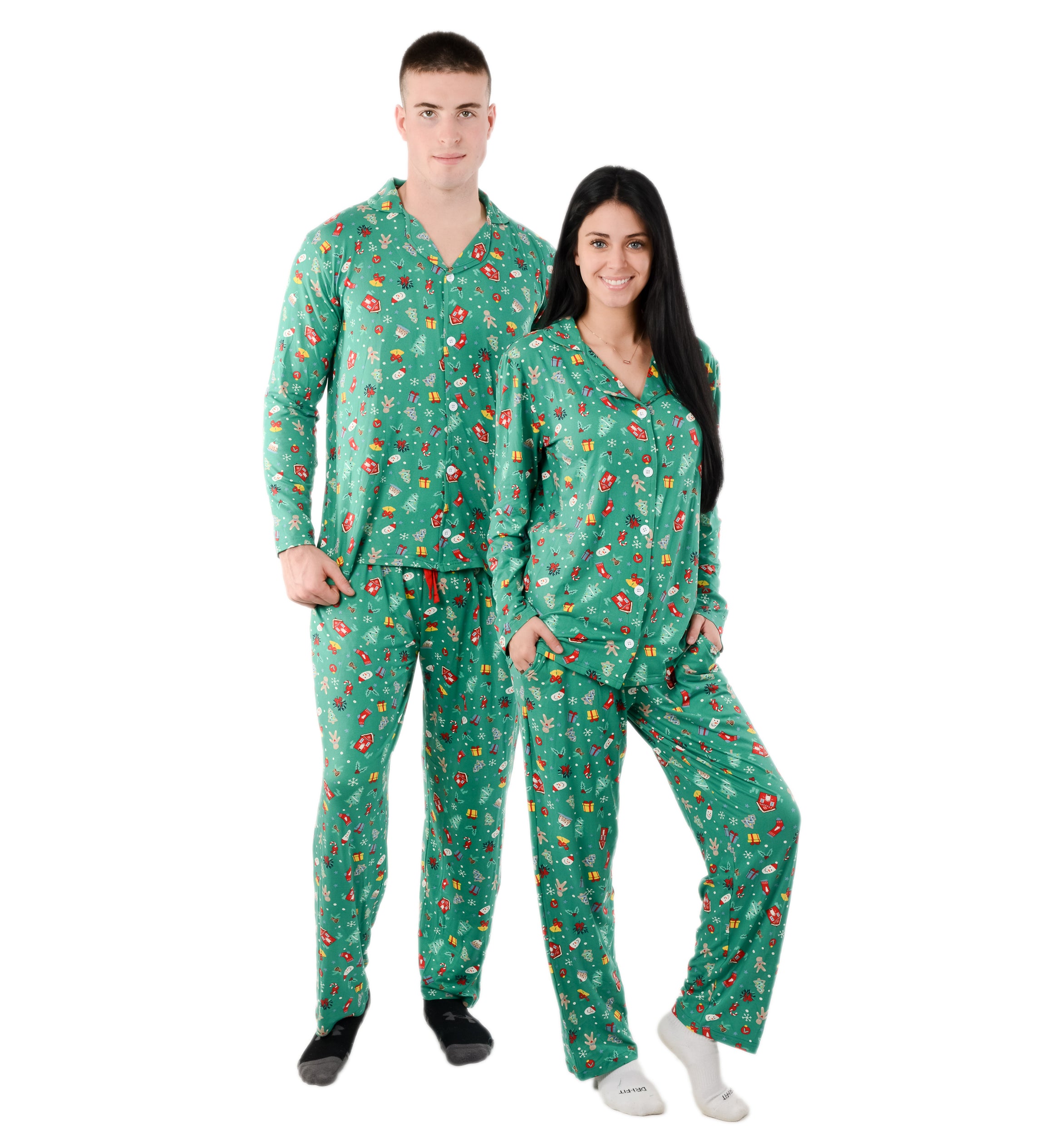 Embroidered Christmas Couples Pyjama Set