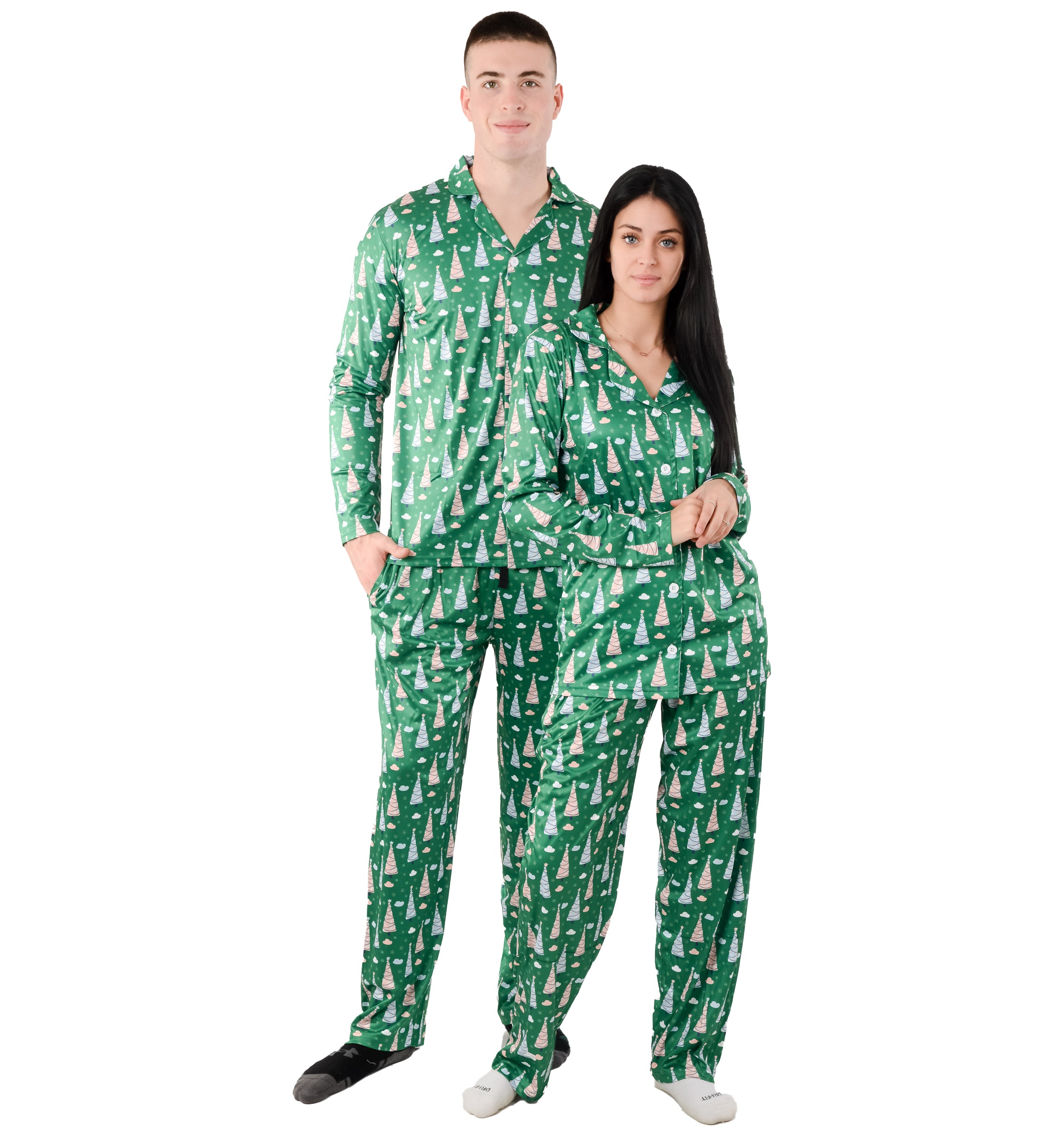 Christmas Family Matching Lapel Collar Pajama Sets for men women unise