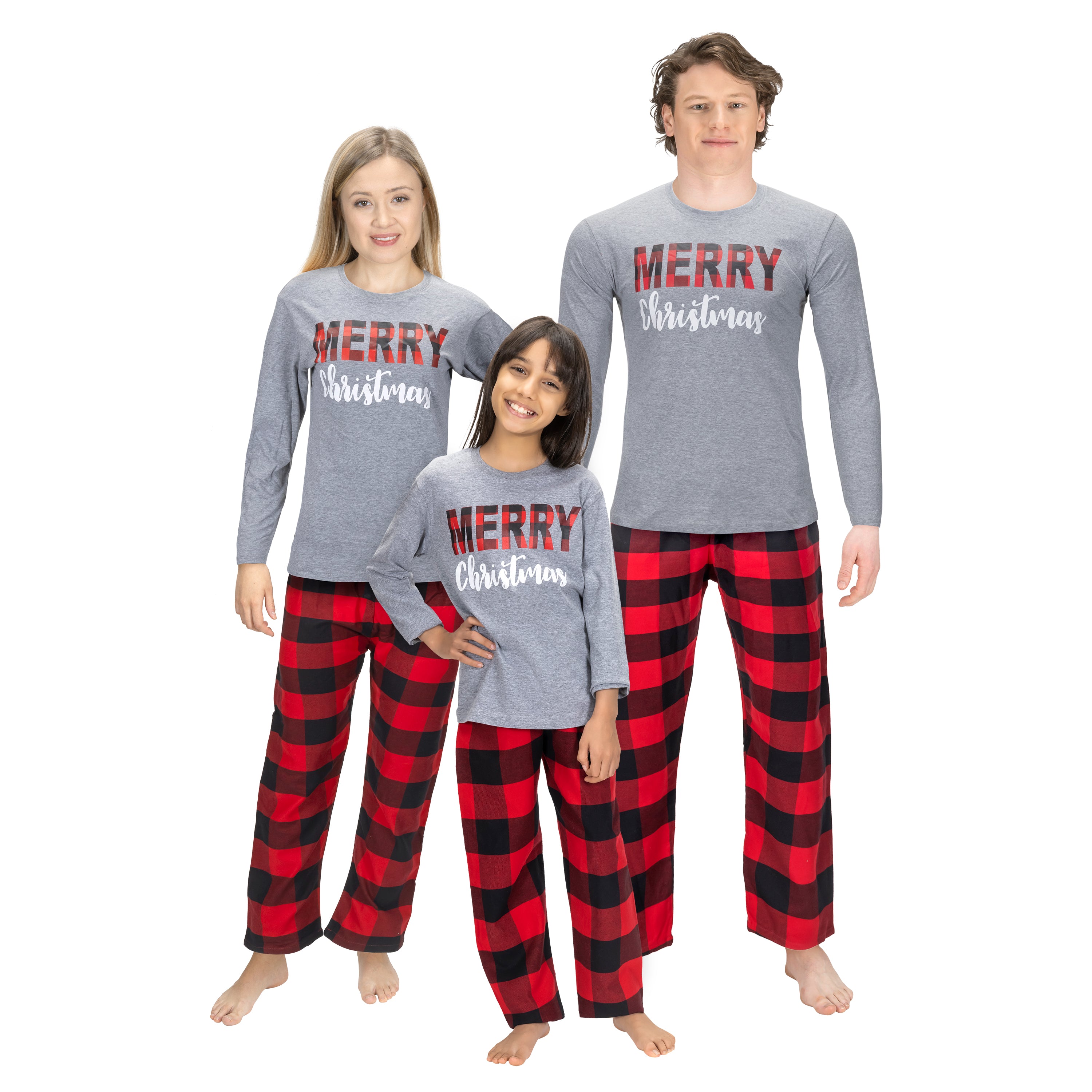 Family Matching Reindeer Plaid Pajamas Set